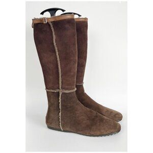 Vintage Shearling Wool Fully Lined Suede Leather Tall Boots Warm Winter Snow